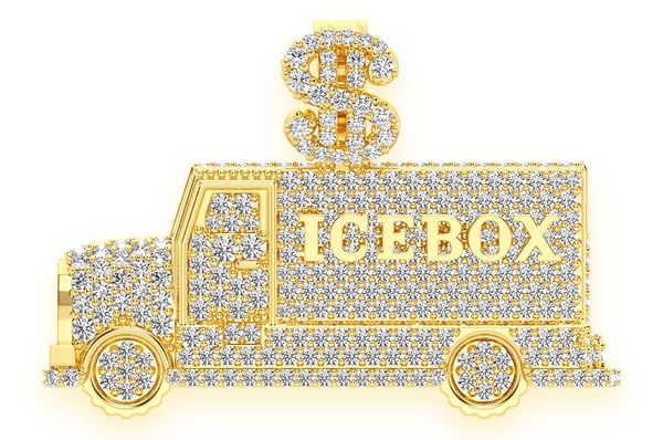 Icebox Money Truck Diamond Pendant 14k Solid Gold 1.50ctw