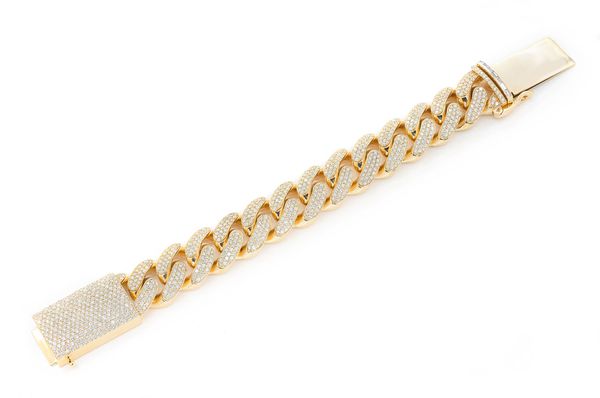 22MM Miami Cuban Diamond Bracelet 14k Solid Gold 22.00ctw