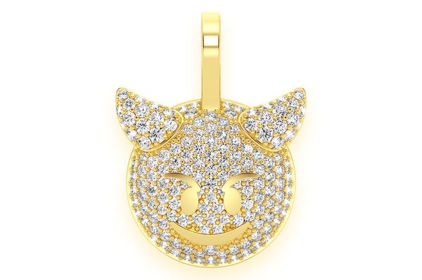 Devil Emoji Diamond Pendant 14k Solid Gold 0.60ctw