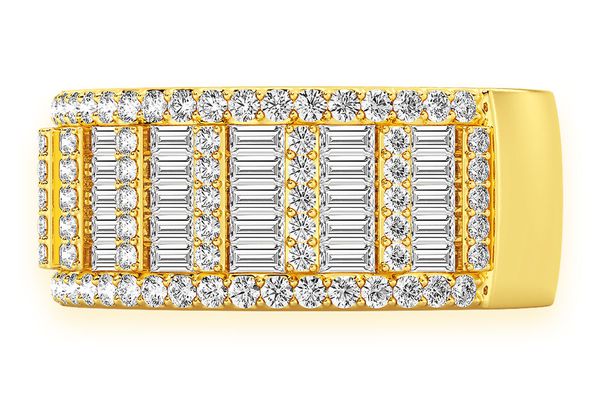 Baguette Round Bar Diamond Band 14k Solid Gold 2.25ctw