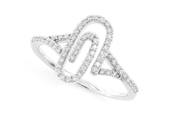 Paperclip Diamond Ring 14k Solid Gold 0.28ctw