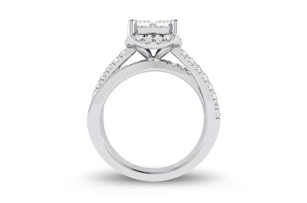 1.00ctw Princess Cut Halo - Diamond Engagement Ring - All Natural