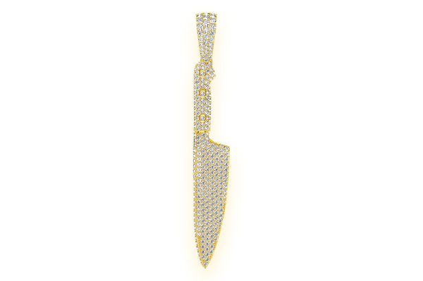 Chef's Knife Diamond Pendant 14k Solid Gold 2.25ctw