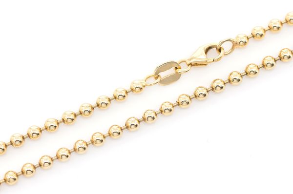2.5MM Bead Bracelet 14k Solid Gold 