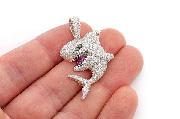 Over Size Iced Out Shark Pendant Necklace Full Of Crystal Bling Cz Stone  For Men's Hip Hop Jewlery Cubic Zircon Animal Pendant - Necklace -  AliExpress
