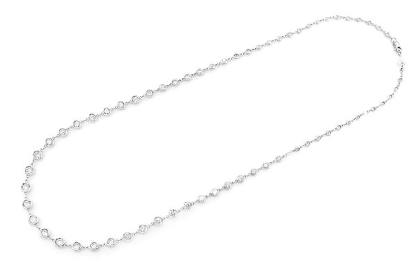 Round Graduated Eternity Bezel Set Diamond Necklace 14k Solid Gold 6.50ctw