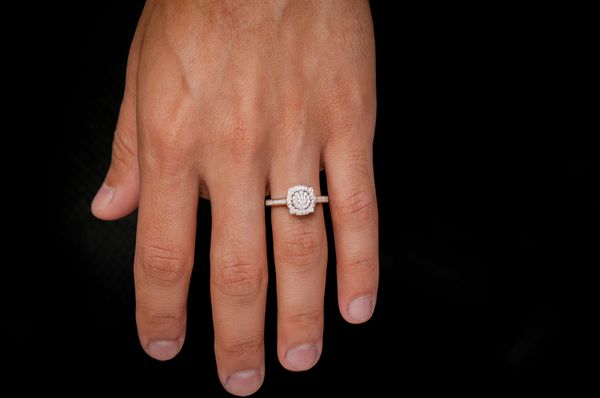 .50ctw Single Band Square And Round - Diamond Engagement Ring - All Natural