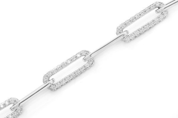 Elongated Rolo Link Diamond Bracelet 14k Solid Gold 3.25ctw