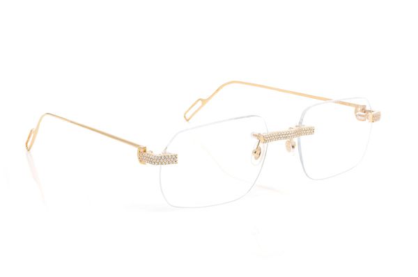 Cartier Glasses Iced Out Diamond Rimless - 1.15ctw - Yellow Gold