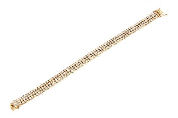 6pt Three Row Prong Set Diamond Tennis Bracelet 14k Solid Gold 12.75ctw