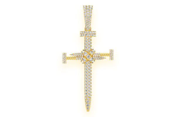 Nail Cross Diamond Pendant 14k Solid Gold 2.25ctw