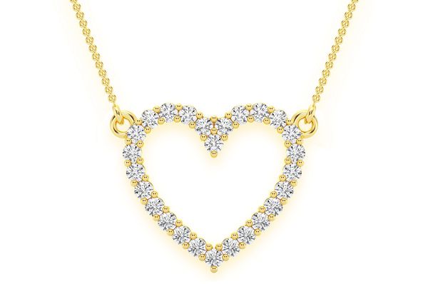 Open Heart Diamond Necklace Connected 14k Solid Gold 0.35ctw