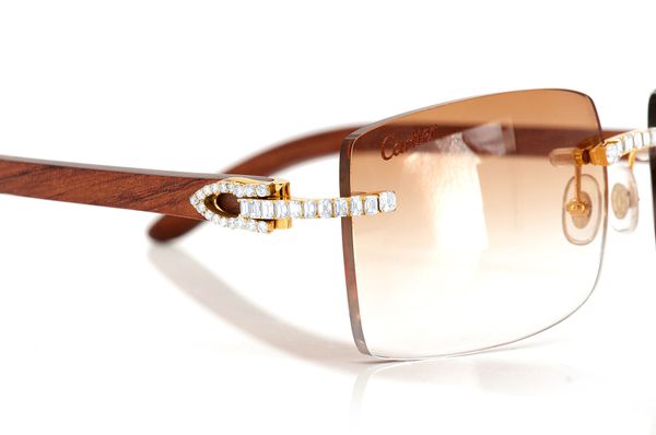 Cartier rimless Diamond sunglasses fred glasses BIG C decor Harmattan Pop  Smoke | eBay