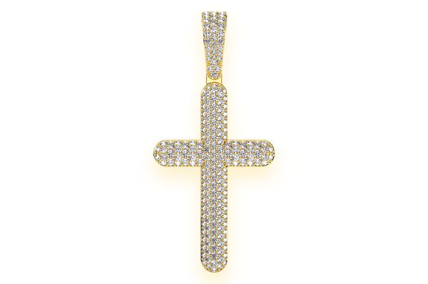 Bubbly Cross Diamond Pendant 14k Solid Gold 2.00ctw