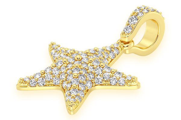 Starfish Diamond Pendant 14k Solid Gold 0.50ctw