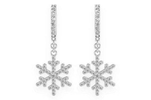 Snowflake Dangling Hoop Diamond Earrings 14k Solid Gold 0.50ctw