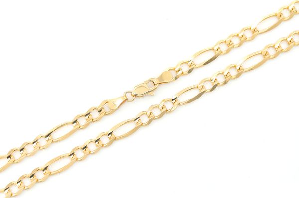 4.5MM Solid Figaro - 14k Solid Gold Bracelet