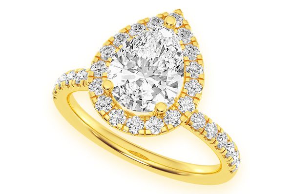 Thav - 1.50ct Pear Solitaire - Scallop Halo One Row - Diamond Engagement Ring - All Natural