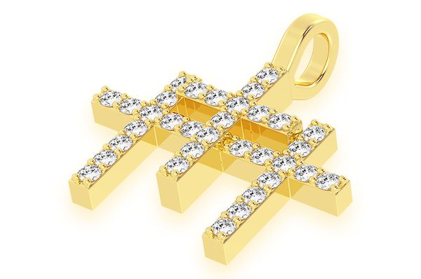 Triple Cross Diamond Pendant 14k Solid Gold 0.45ctw