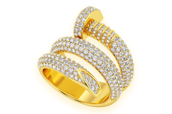 Nail Wrap Diamond Ring 14k Solid Gold 3.00ctw