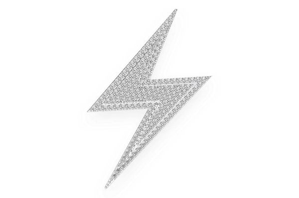 Lightning Bolt Double Layer Pendant 14k Solid Gold 0.50ctw