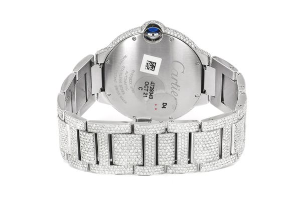 Cartier Baloon Bleu Stainless Steel (wsbb0049) - Fully Iced Out 16.89ctw