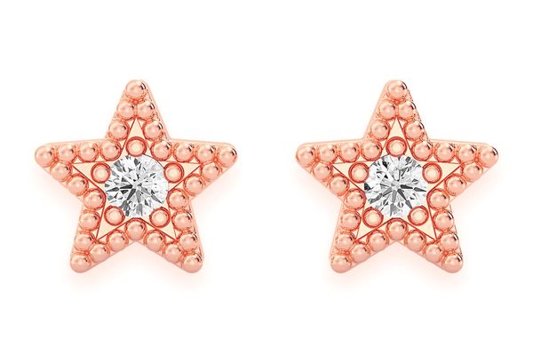 Star Diamond Earrings 14k Solid Gold 0.05ctw