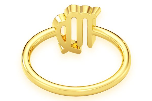 Virgo Zodiac Diamond Ring 14k Solid Gold 0.15ctw