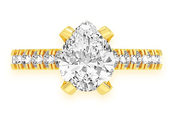 Thinn - 2.00ct Pear Solitaire - Single Row Scallop - Diamond Engagement Ring - All Natural