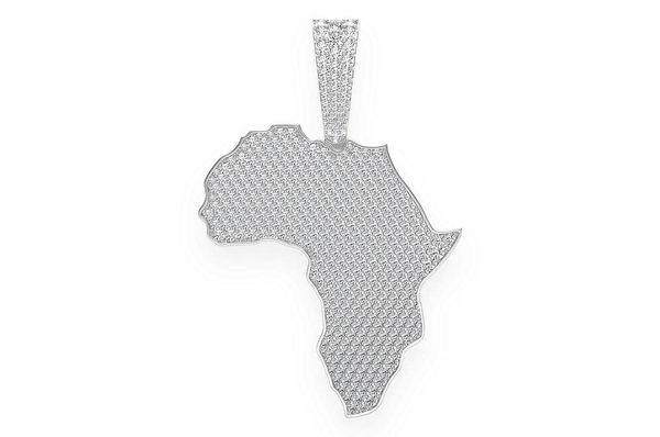 Africa Continent Diamond Pendant 14k Solid Gold 6.75ctw