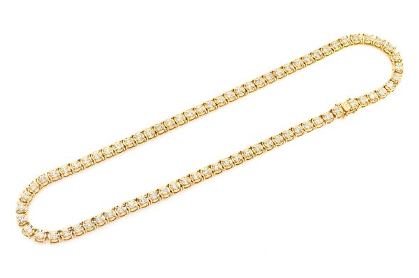 18pt Miracle-set Diamond Necklace 14k Solid Gold 13.75ctw