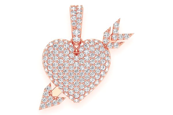 Arrow Stricken Heart Diamond Pendant 14k Solid Gold 0.50ctw