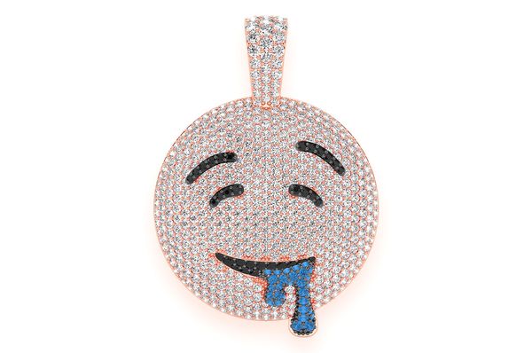 Drool Emoji Diamond Pendant 14k Solid Gold 4.60ctw