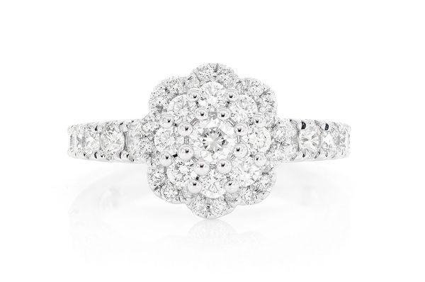 1.50ctw - Floral Halo Ring - Diamond Engagement Ring - All Natural