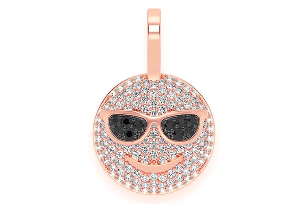 Sunglasses Emoji Diamond Pendant 14k Solid Gold 0.64ctw