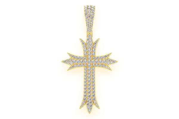 Deco Cross Diamond Pendant 14k Solid Gold 6.75ctw