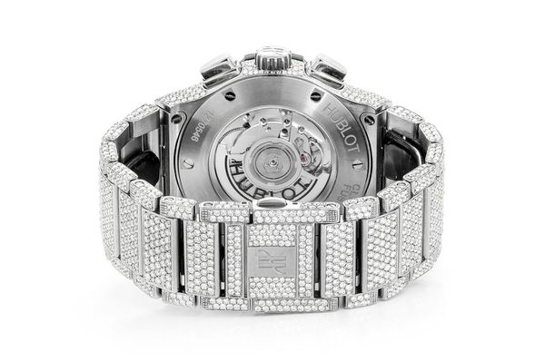 Hublot Classic Fusion Skeleton Chronograph Steel (model?) 26.35ctw Fully Iced Out