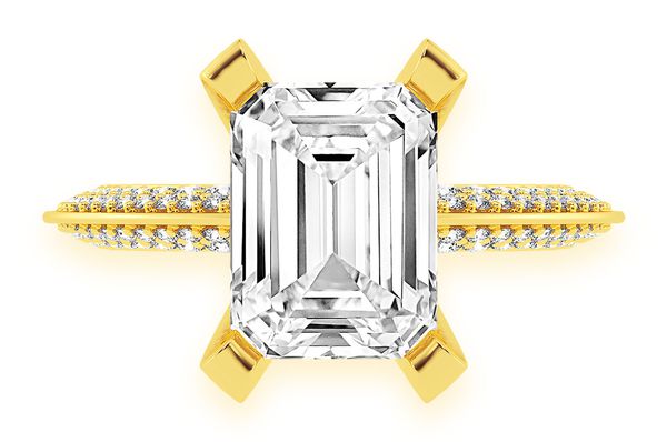 Kifey - 3.00ct Emerald Solitaire - Knife Edge - Diamond Engagement Ring - All Natural Vs Diamonds