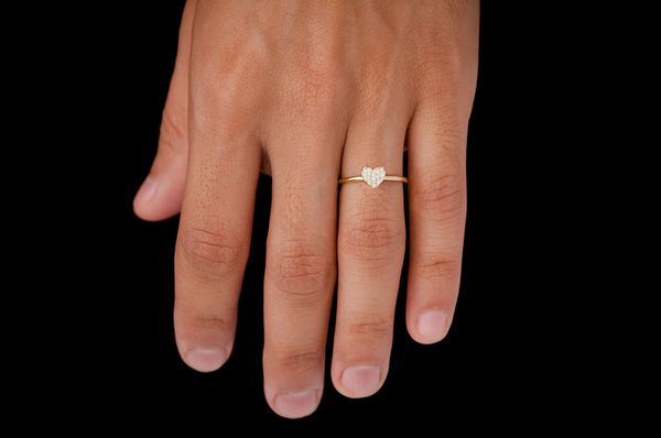 Bubbly Heart Diamond Ring 14k Solid Gold 0.10ctw