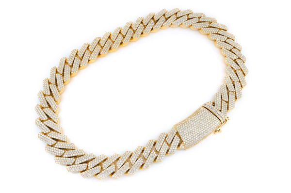 24MM Raised Miami Cuban Link Diamond Necklace 14k Solid Gold 80.00ctw