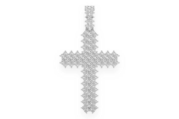 Jagged Cross Diamond Pendant 14k Solid Gold 1.75ctw