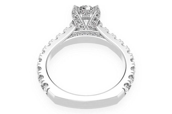 1.00ct Oval Solitaire - Single Row Scallop - Diamond Engagement Ring - All Natural Vs Diamonds