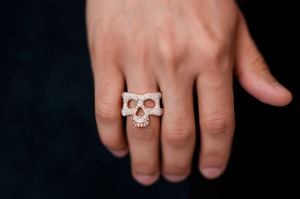 Skull Signet Diamond Ring 14k Solid Gold 3.20ctw 