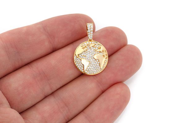 Globe Diamond Pendant 14k Solid Gold 0.75ctw