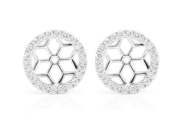 Flower & Mosaic Halo Diamond Earring Jacket 14k Solid Gold 0.50ctw