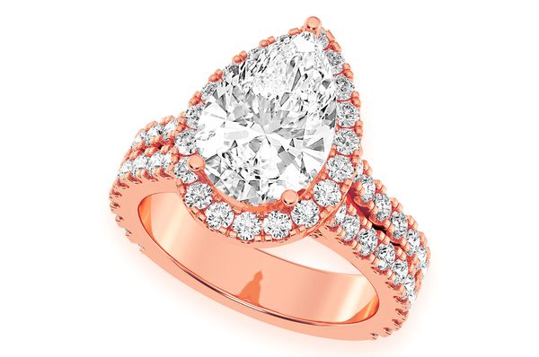 Sphinx - 3.00ct Pear Solitaire - Two Row Split Scallop - Diamond Engagement Ring - All Natural Diamonds