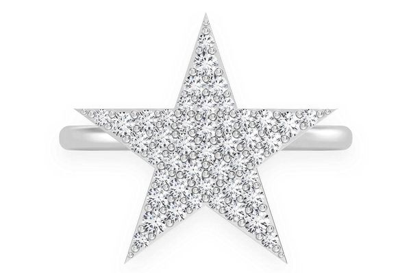 5 Point Star Ring 14k Solid Gold 0.35ctw 