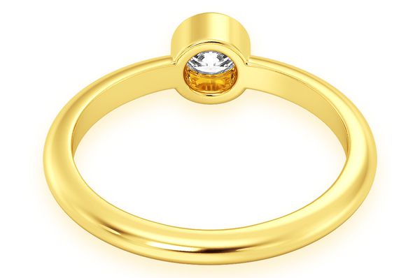 Solitaire Bezel Set Diamond Ring 14k Solid Gold 0.25ctw