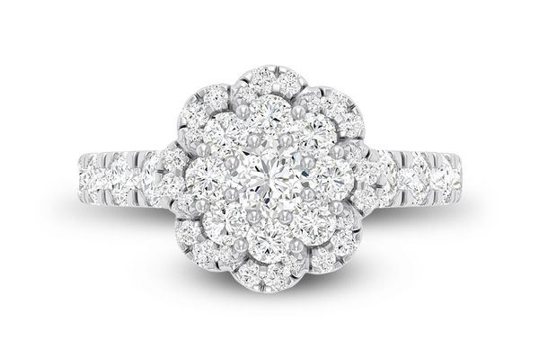 2.00ctw - Round Cluster Floral - Diamond Engagement Ring - All Natural