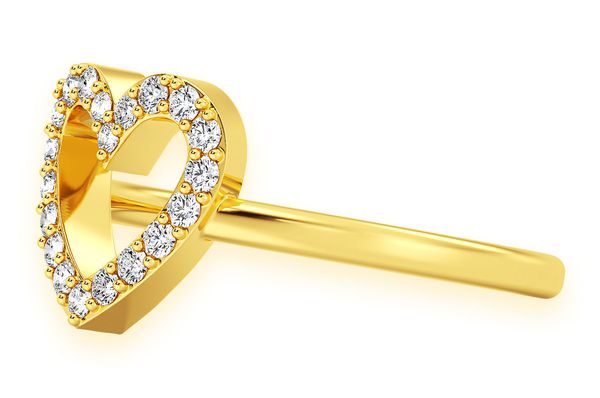 Open Heart Diamond Ring 14k Solid Gold 0.15ctw